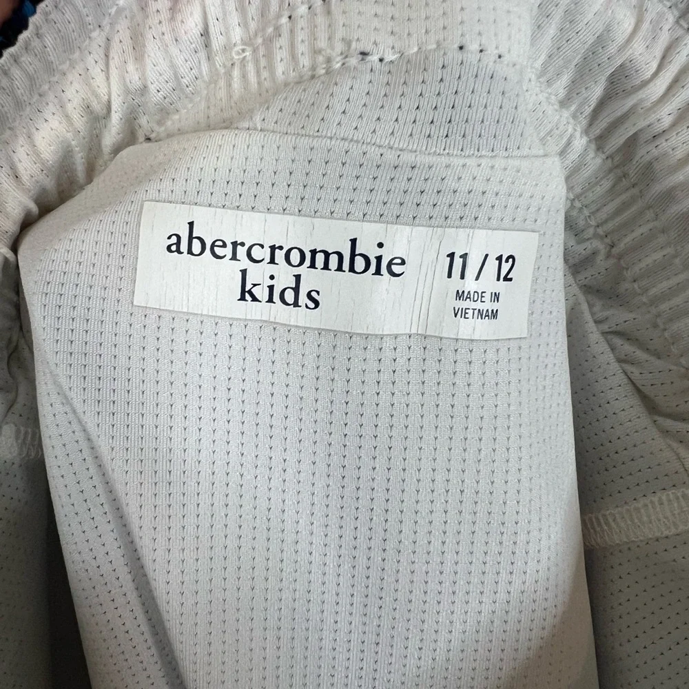 Abercrombie Kids Swim Trunks Navy Tropical Print Elastic Waist Lined Size 11/12